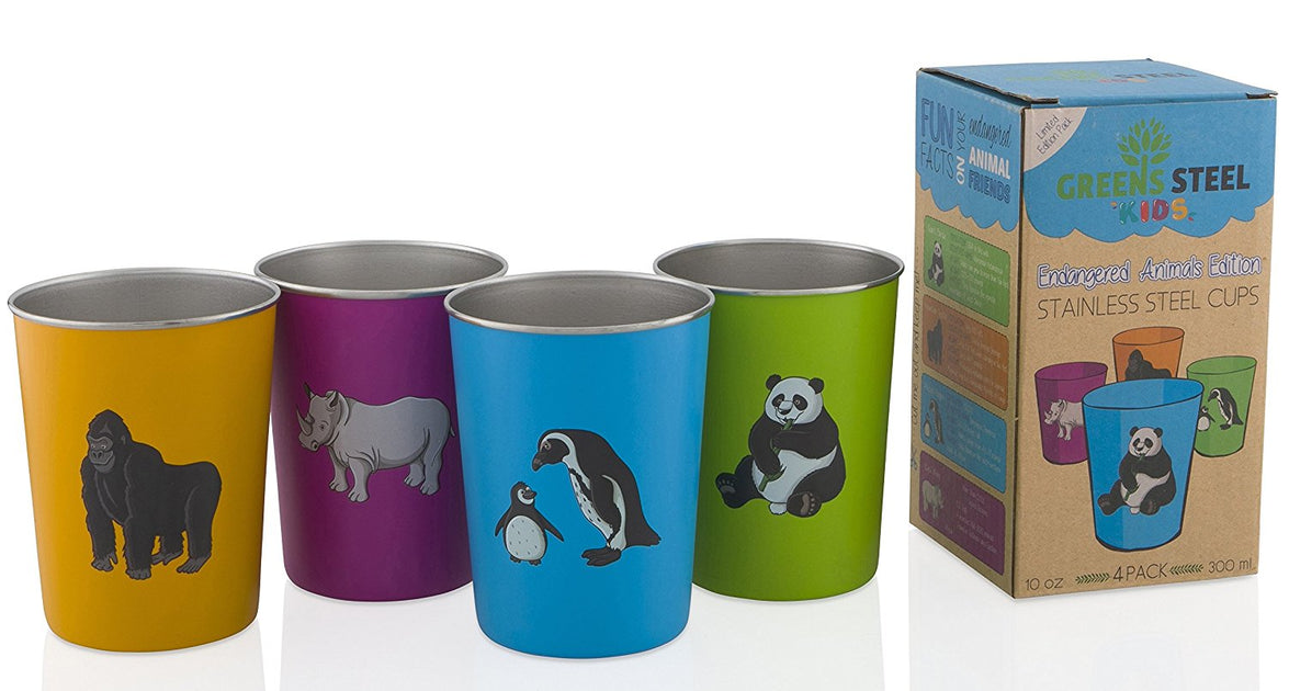 Greenco Set of 5 Unbreakable Reusable Plastic Kids Cups, Assorted