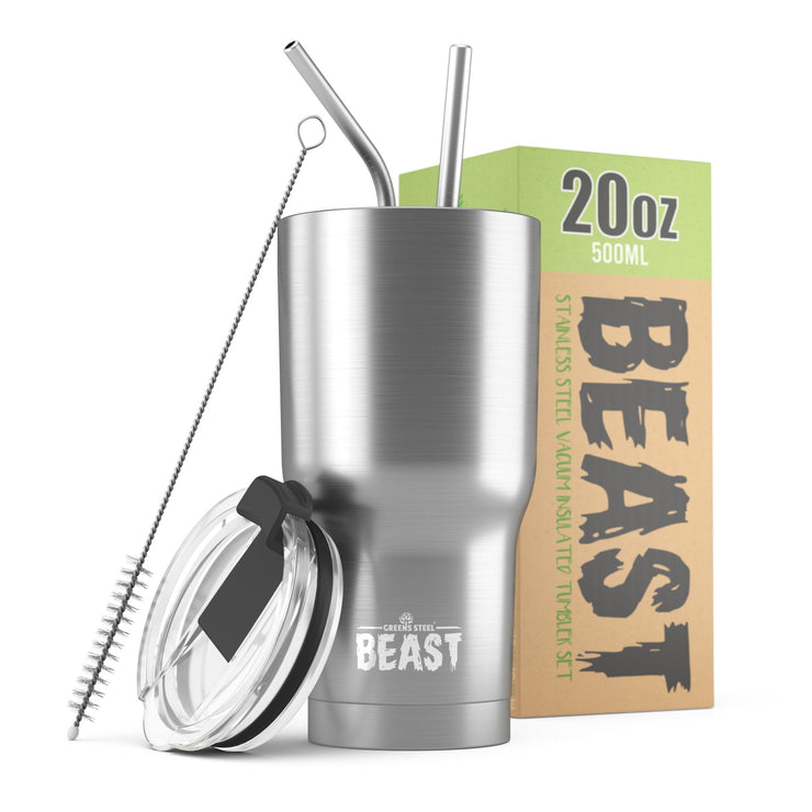 Reusable Stainless Steel Double Insulated Coffee Tumbler With Straw - Greens Steel - Stainless Steel