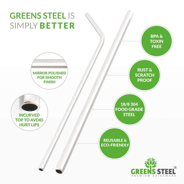 OXO 4pc Reusable Stainless Steel Straws with Brush and Case` Green