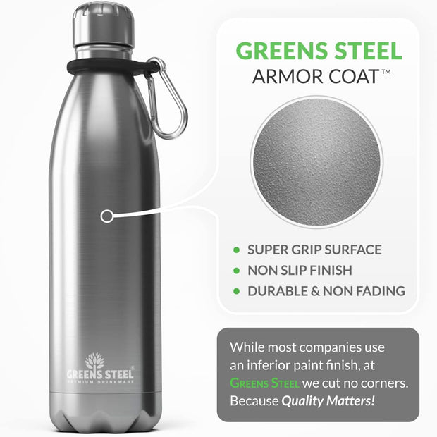 Stainless Steel Double Wall Vacuum Insulated Water Bottle with Carrier Holder for Adults & Kids - 17 oz, steel