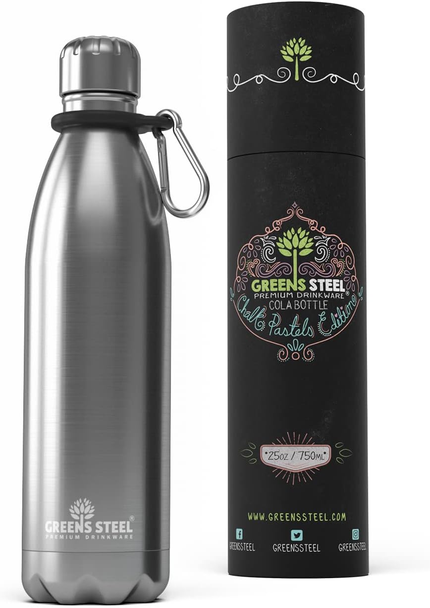 Greens Steel Stainless Steel Water Bottle W/ Push Lid