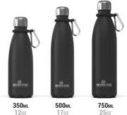 Stainless Steel Double Wall Vacuum Insulated Water Bottle with Carrier Holder for Adults & Kids - 12 oz, black