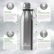 Stainless Steel Double Wall Vacuum Insulated Water Bottle with Carrier Holder for Adults & Kids - 12 oz, steel