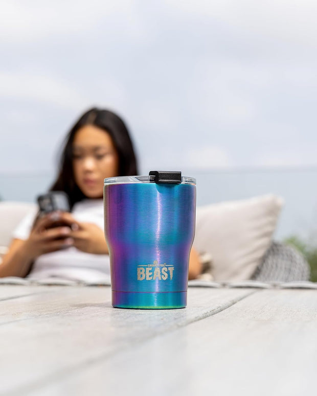 BEAST Stainless Steel Double Wall Insulated Tumbler With Straws, 10 oz rainbow