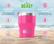 BEAST Stainless Steel Double Wall Insulated Tumbler With Straws, 10 oz pink