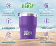 BEAST Stainless Steel Double Wall Insulated Tumbler With Straws, 10 oz purple