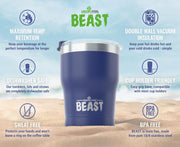 BEAST Stainless Steel Double Wall Insulated Tumbler With Straws, 10 oz, royal blue