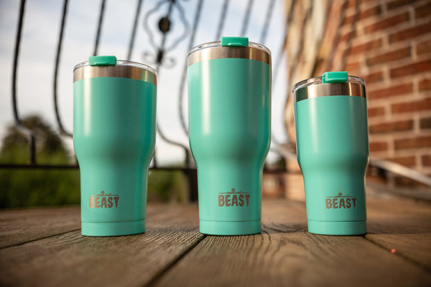 Reusable Stainless Steel Double Insulated Coffee Tumbler With Straw - Greens Steel - 20 oz - Aquamarine Blue