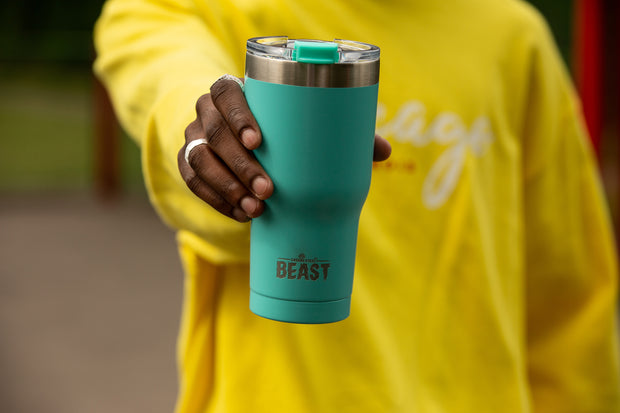 Reusable Stainless Steel Double Insulated Coffee Tumbler With Straw - Greens Steel - 20 oz - Aquamarine Blue