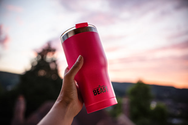 Reusable Stainless Steel Double Insulated Coffee Tumbler With Straw - Greens Steel - 20 oz - Pink