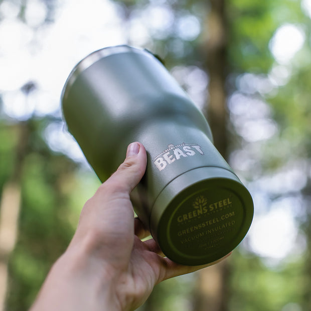 Reusable Stainless Steel Double Insulated Coffee Tumbler With Straw - Greens Steel - 30 oz - Army Green 