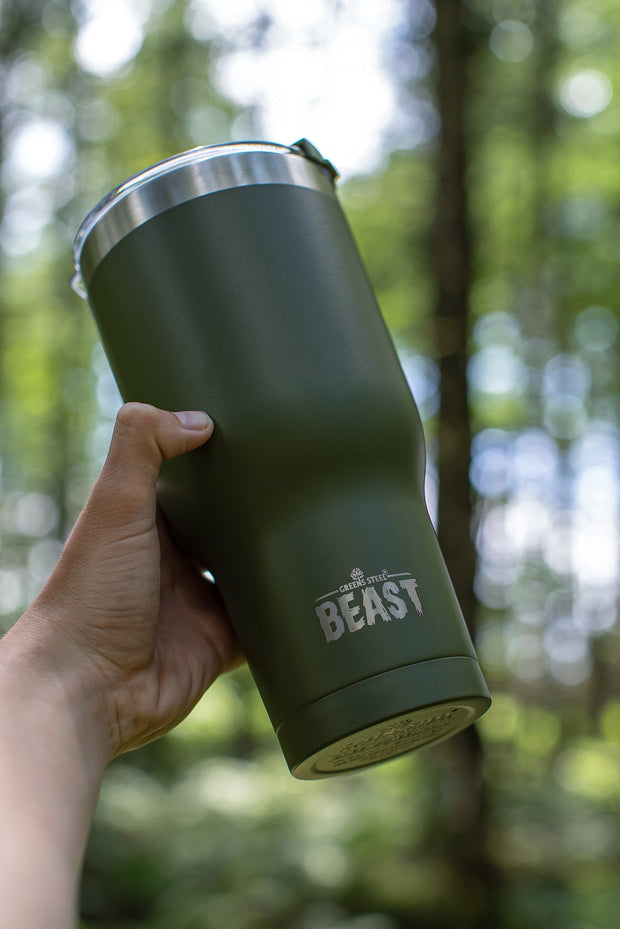 Reusable Stainless Steel Double Insulated Coffee Tumbler With Straw - Greens Steel - 30 oz - Army Green 