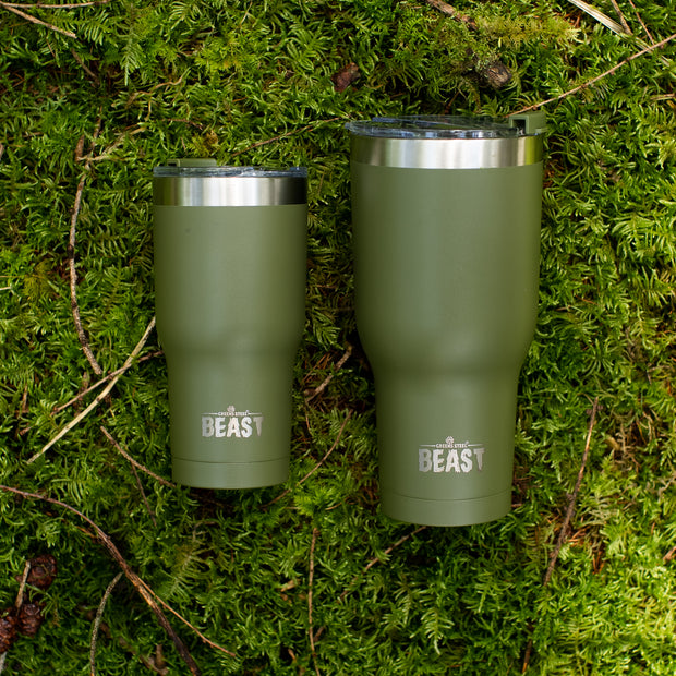 Reusable Stainless Steel Double Insulated Coffee Tumbler With Straw - Greens Steel - 20 oz - Army Green