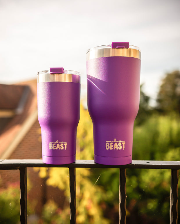 Reusable Stainless Steel Double Insulated Coffee Tumbler With Straw - Greens Steel - 30 oz - Purple