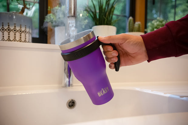 Reusable Stainless Steel Double Insulated Coffee Tumbler With Straw - Greens Steel - 30 oz - Purple