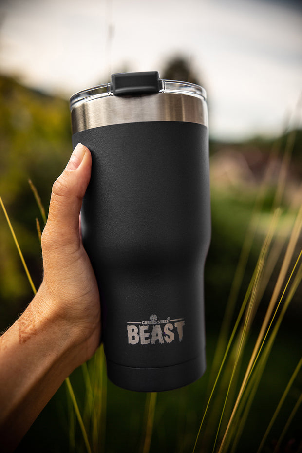 Reusable Stainless Steel Double Insulated Coffee Tumbler With Straw - Greens Steel - Black