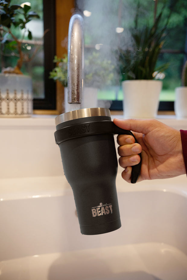 Reusable Stainless Steel Double Insulated Coffee Tumbler With Straw - Greens Steel - Black