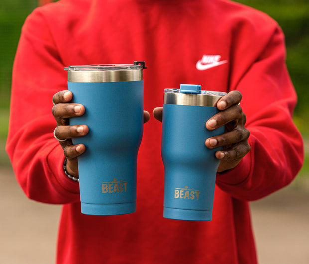 Reusable Stainless Steel Double Insulated Coffee Tumbler With Straw - Greens Steel - Stormy Sky
