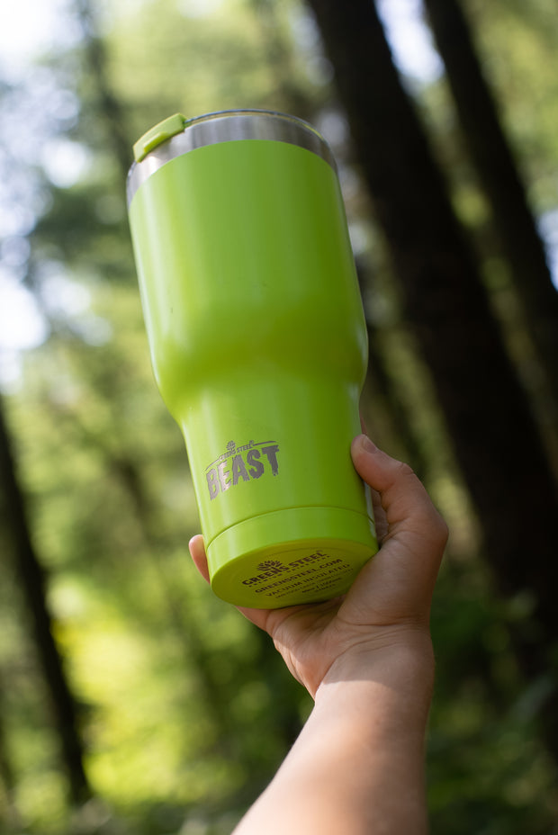 Reusable Stainless Steel Double Insulated Coffee Tumbler With Straw - Greens Steel - Lime Green