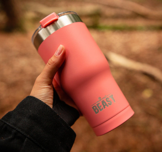 Reusable Stainless Steel Double Insulated Coffee Tumbler With Straw - Greens Steel - Blossom Pink