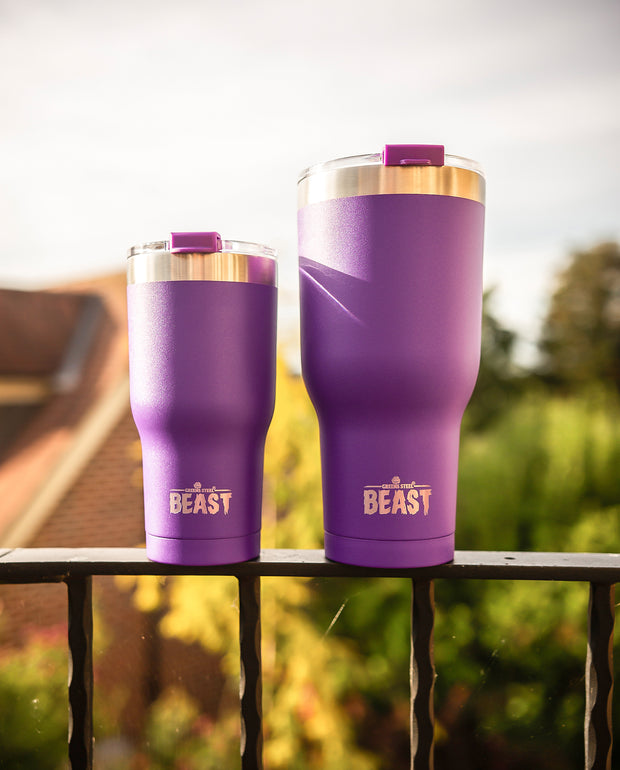 Reusable Stainless Steel Double Insulated Coffee Tumbler With Straw - Greens Steel - Purple