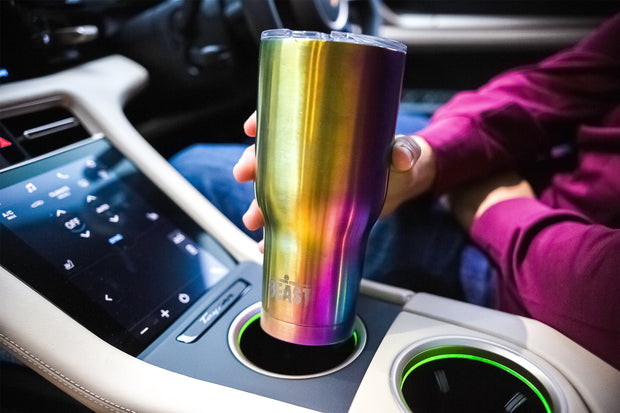 Reusable Stainless Steel Double Insulated Coffee Tumbler With Straw - Greens Steel - Rainbow