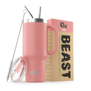 BEAST Stainless Steel Double Wall Insulated Tumbler With Straws, 42 oz, blossom