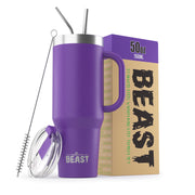 BEAST Stainless Steel Double Wall Insulated Tumbler With Straws, 50 oz purple