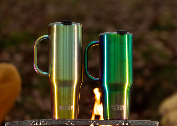 BEAST Stainless Steel Double Wall Insulated Tumbler With Straws, 50 oz, rainbow