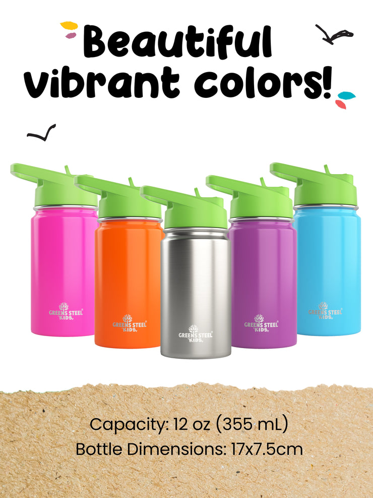 GCP Products 6 Pcs 14 Oz Kids Water Bottle Insulated Stainless Steel Toddler  Flask With Leak