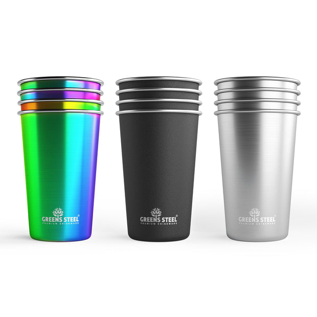 Stainless Steel Cups 10oz Tumbler (4 Pack) Rainbow - Premium Metal Drinking  Glasses | Stackable Durable Cup | Great for Kids
