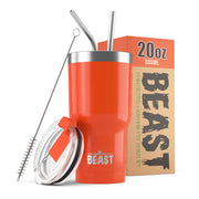 Reusable Stainless Steel Double Insulated Coffee Tumbler With Straw - Greens Steel - Orange