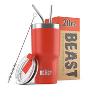 Reusable Stainless Steel Double Insulated Coffee Tumbler With Straw - Greens Steel - Red