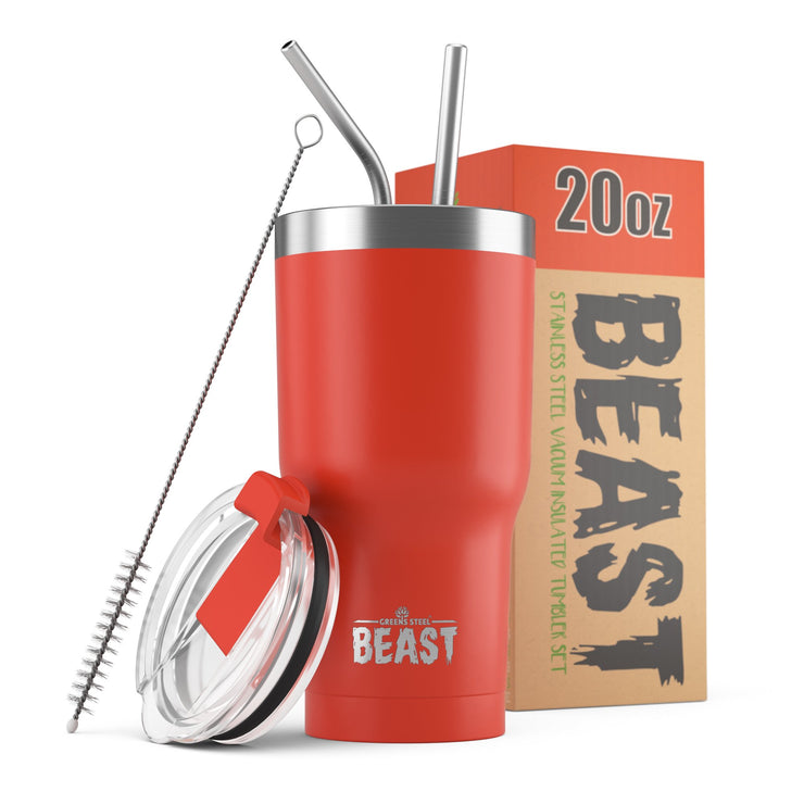 Arctic Tumbler w/ Lid & Straw - 20 oz, Stainless Steel, Matte Red