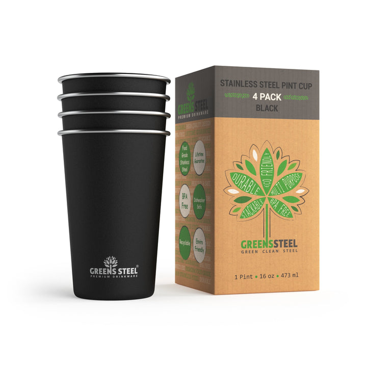 black stainless steel cups