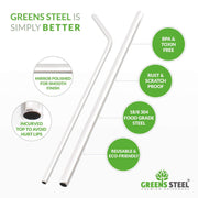 Eco-Friendly Reusable Stainless Steel Straws and Cleaning Brush - Greens Steel