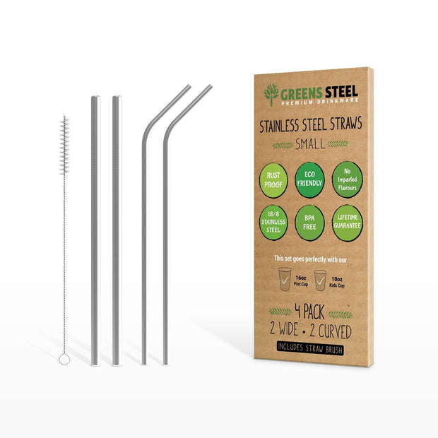 Reusable Stainless Steel Straw Set with Removable Silicone Tips – Green  Distributors